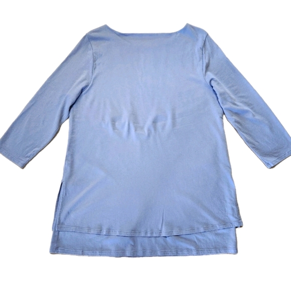 Pure Jill Boat Neck Tunic Size M Soft Modal Cotton Layered Hem Misty Blue - Picture 8 of 8